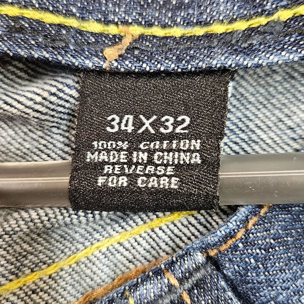 Vintage Don Baggy Jeans‎ Mens 34x32 Dark Wash Wide Leg Y2K Streetwear Distressed